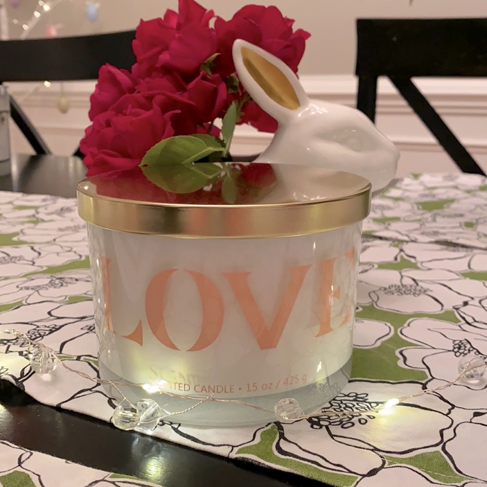 Opalhouse milk glass LOVE candle